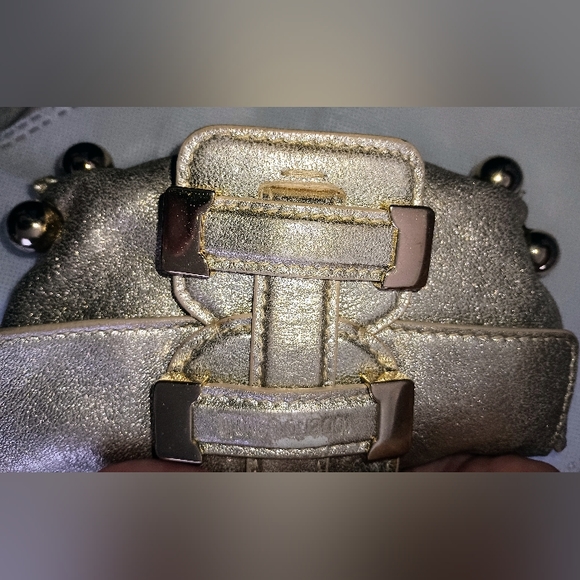 ROBERTO CAVALLI GOLD LEATHER MINI POCHETTE WRISTLET WALLET AUTHENTIC AND RARE! - Picture 4 of 13